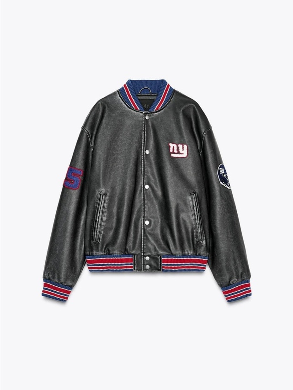 Zara x New York Giants Football Bomber Jacket Leather Style Men’s Size XS NFL